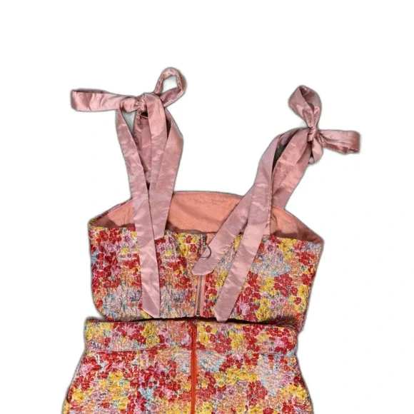 Lulu’s Ellarina Pink Multi Metallic Tie-Strap Two-Piece Midi Dress Set Small - Picture 10 of 12